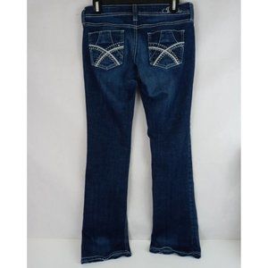 YMI Premium Women's Distressed Embroidered Dark Wash Low Rise Bootcut Jeans 7